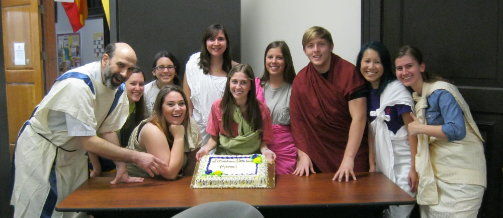 Dr. Michael Katchmer and Classics students celebrate Rome's birthday. Rome Birthday
