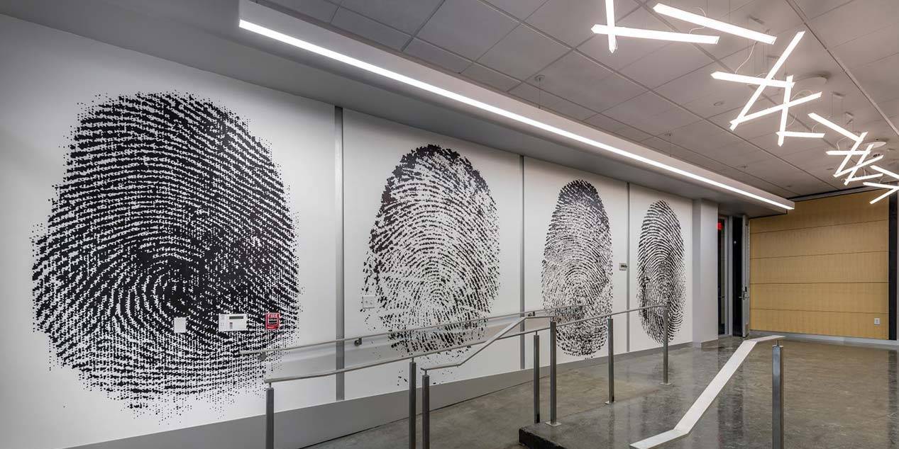 NOPD lobby Front entrance lobby area that displays fingerprints.