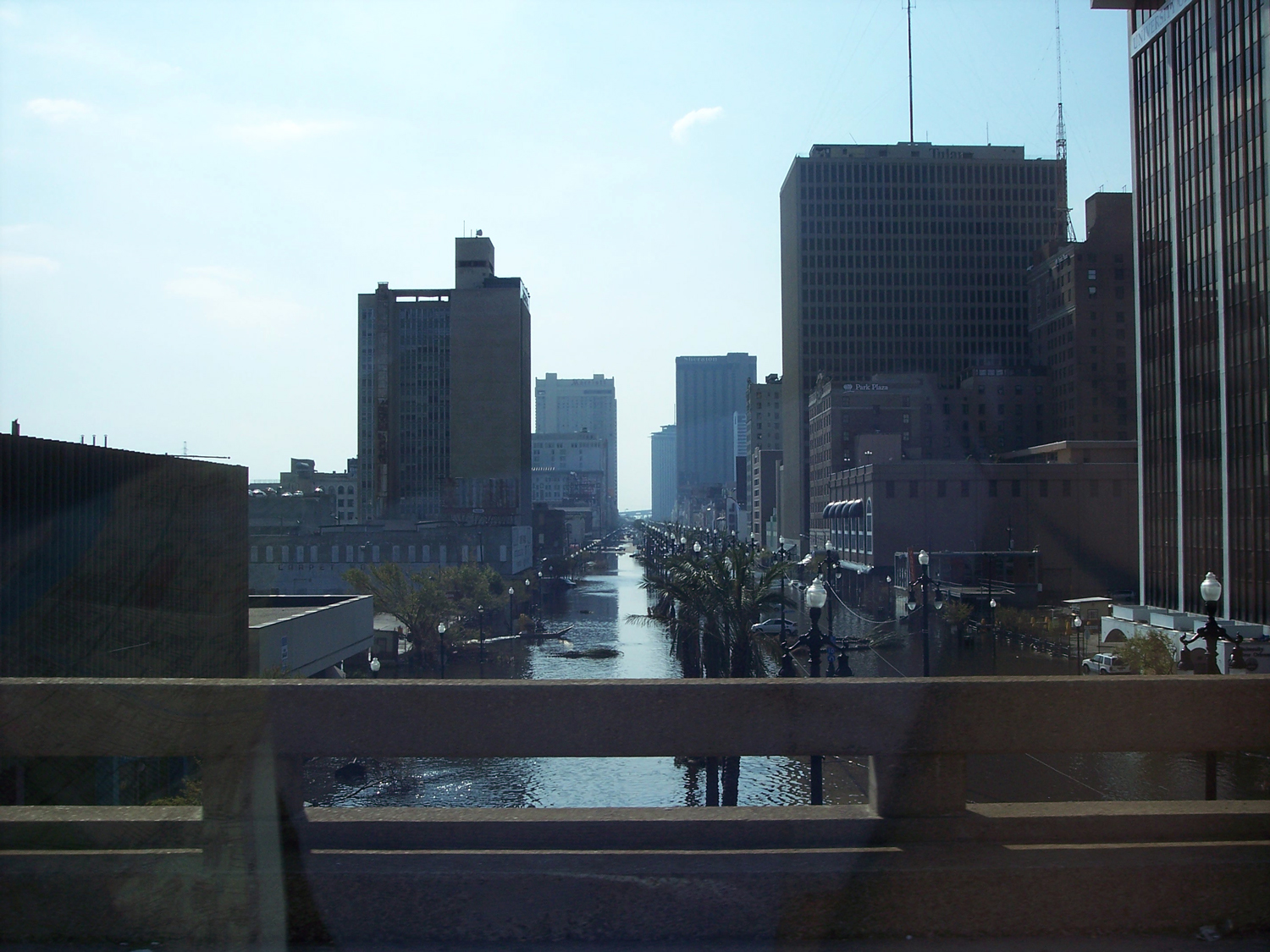 Canal Street under water as seen from the interstate