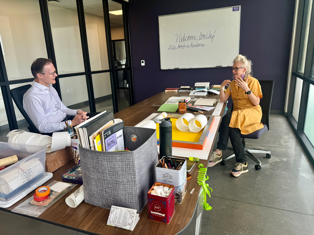 Dr. Oliver Garden with Bivens in her studio